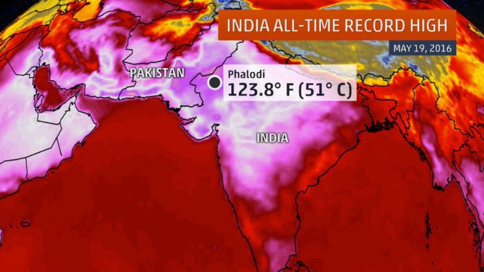 India's all-time record high set Thursday, May 19, 2016, in Rajasthan state.