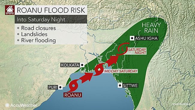 Cyclone Roanu storm path
