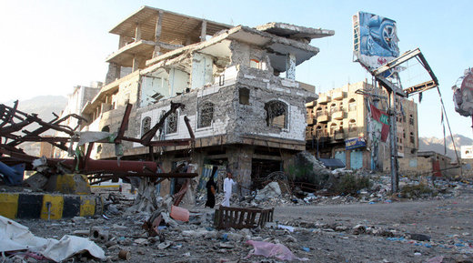 building destroyed in Yemen