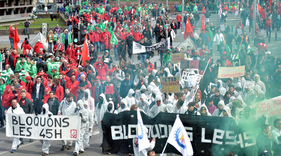 Demonstrators march in central Brussels, Belgium