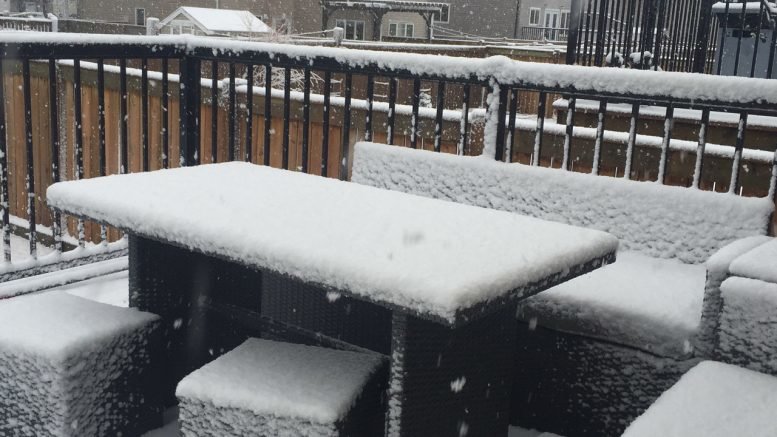 Snow on Friday May 20, 2016 set a one day record for Fort St. John.