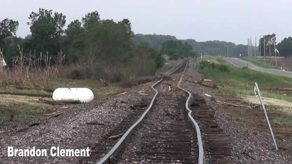 Click to enlarge tonado bends railway tracks in Chapman, Kansas