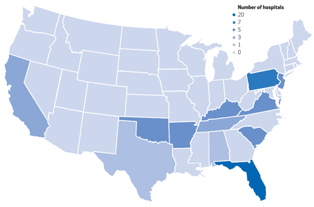 Click to enlarge Where Are the 50 Hospitals With the Highest Markups?