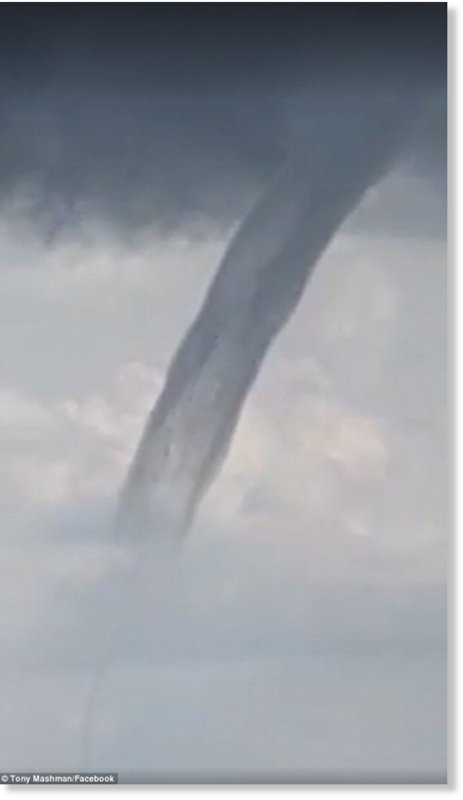 The huge waterspout was found off the coast of the Northern Territory about 11am on Sunday