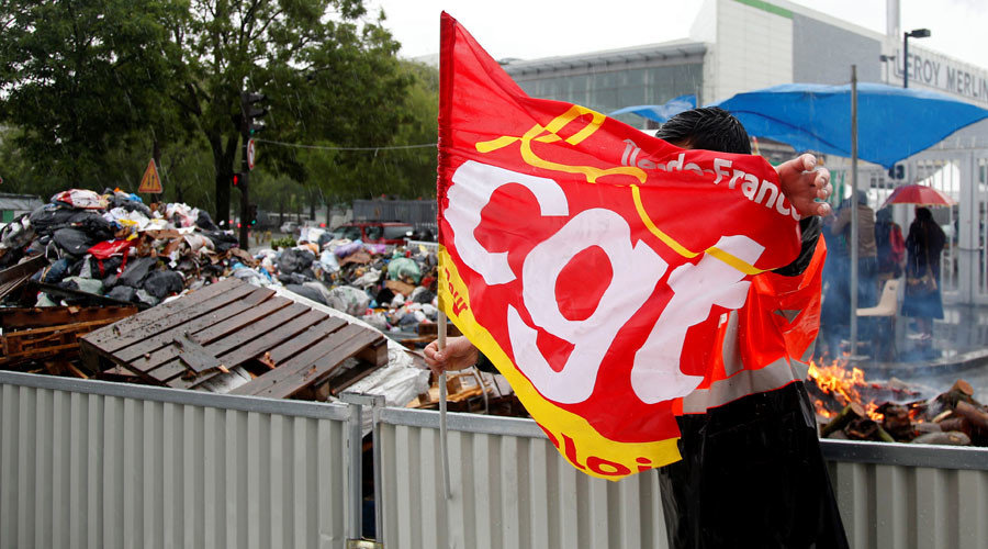 Striking French CGT labour union