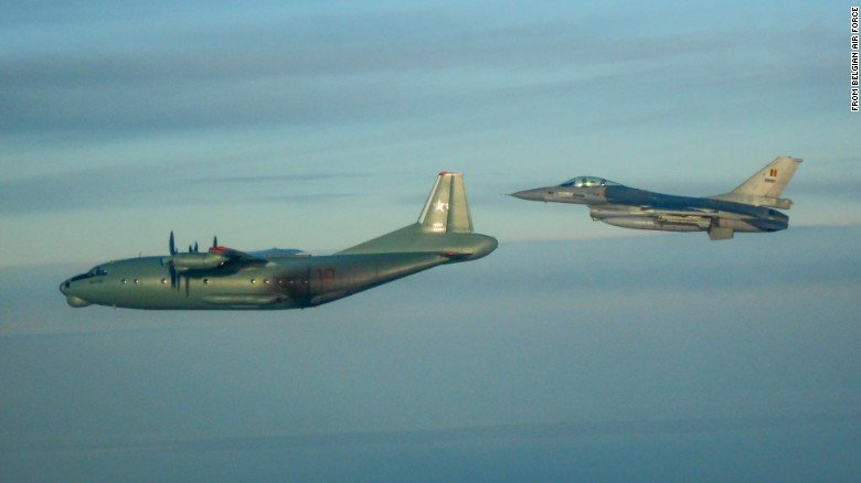 Click to enlarge Belgian F-16 with Russian AN-12PPS