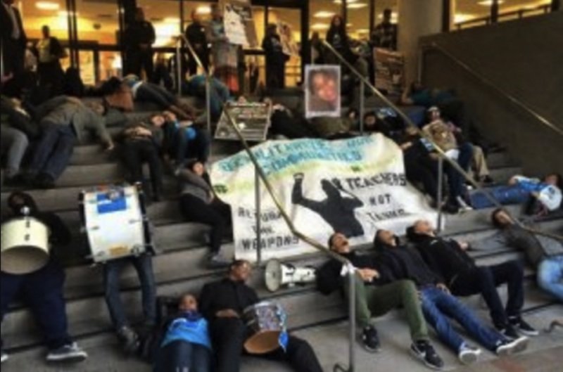 Teens protest police