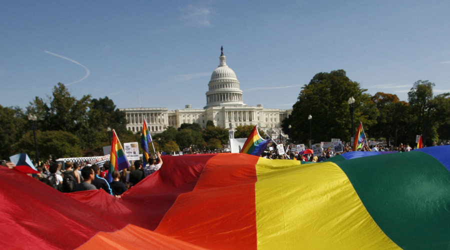 LGBT flag outside Congress