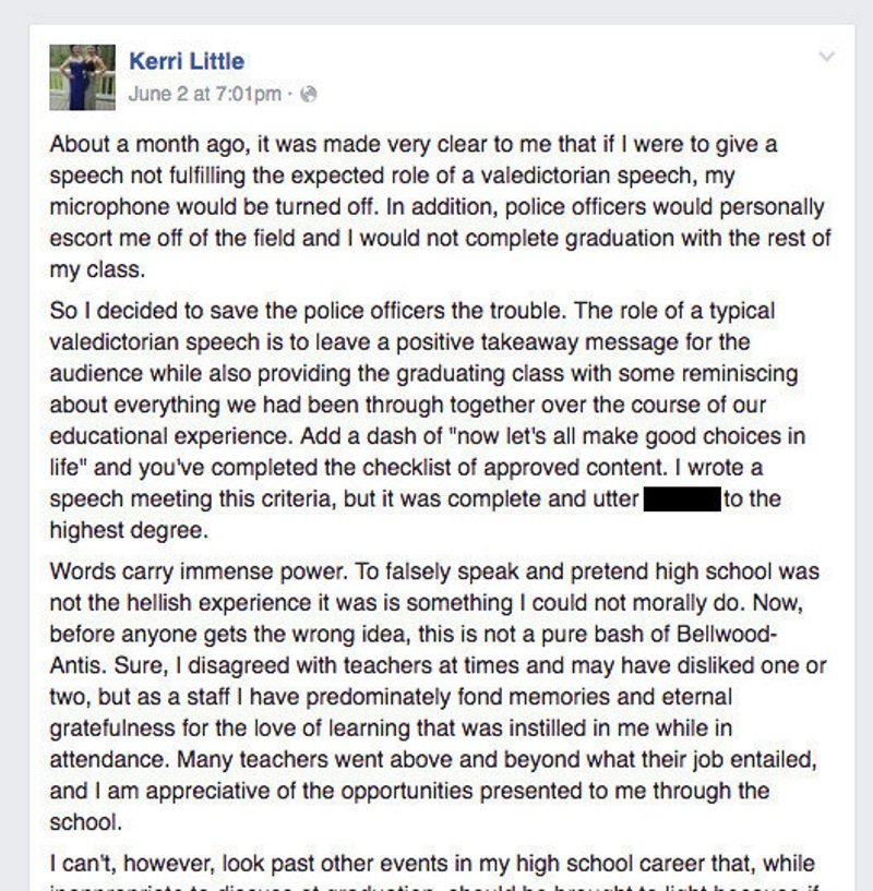 Click to enlarge bullying valedictorian speech censorship