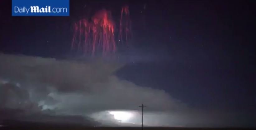 rare red sprite over Texas