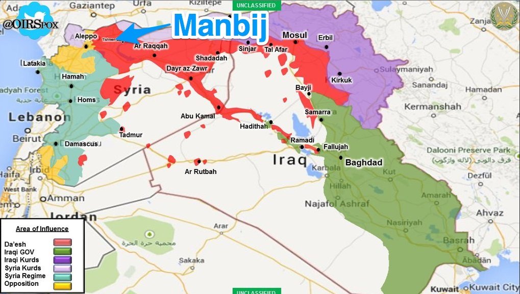 Map of Manbij, Syria