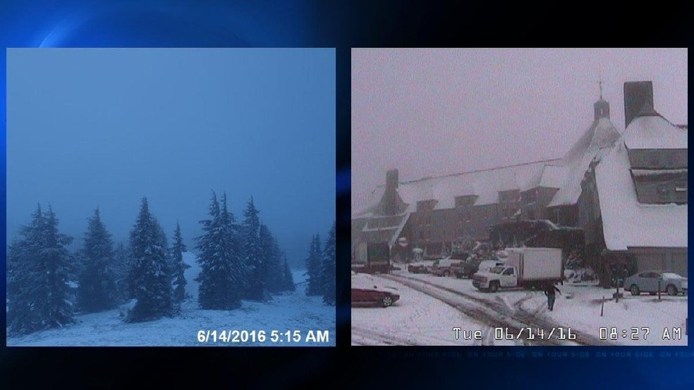 Photos from the National Weather Service (left) and Timberline Lodge (right)
