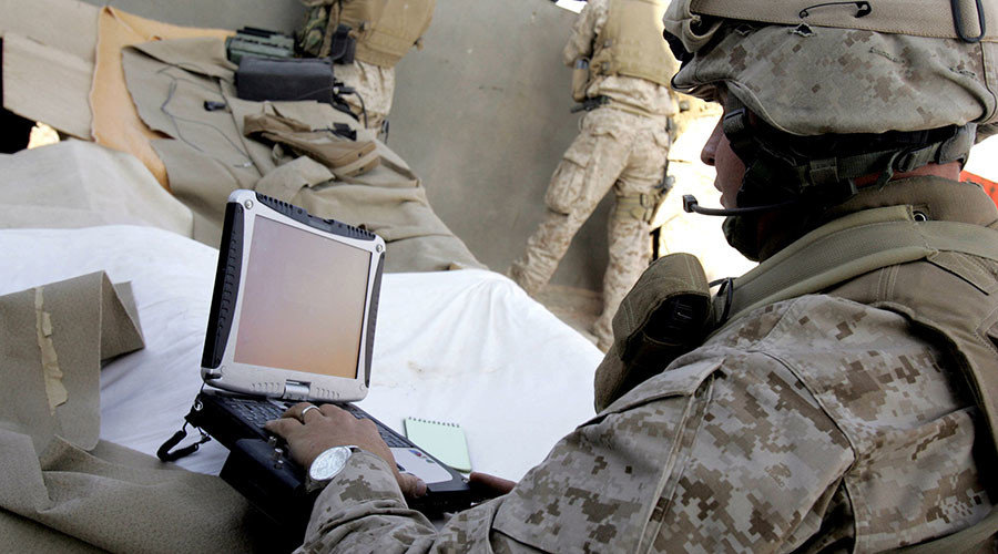 NATO troops on computer