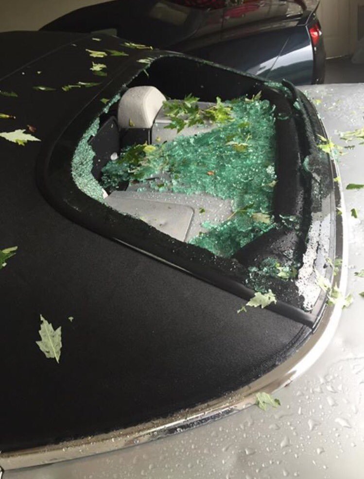 Damage to a friends car caught in the hail near Middleburg