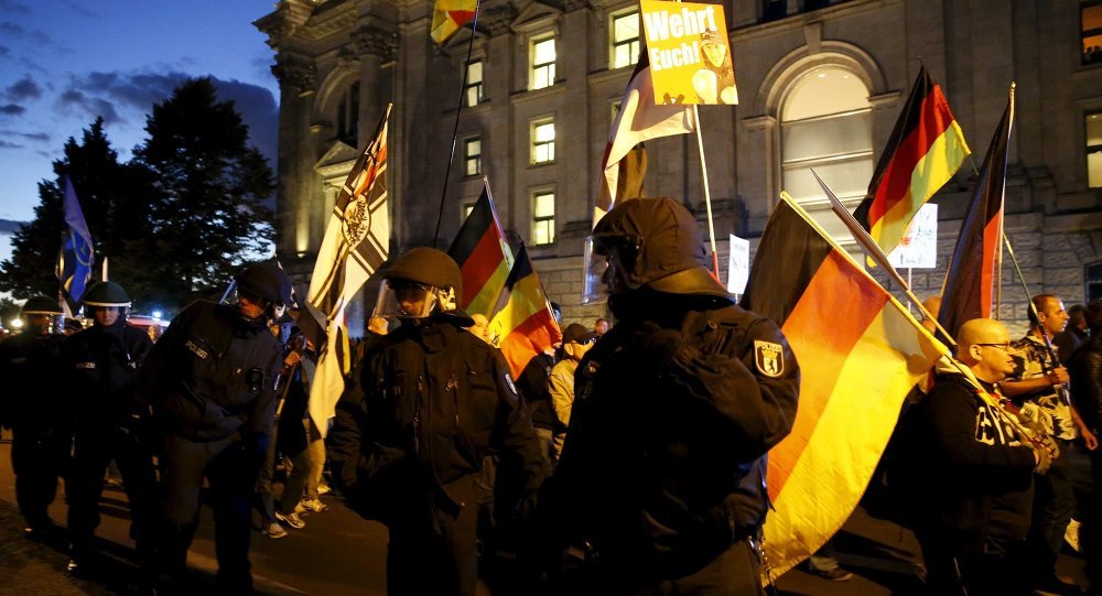 German police at rally