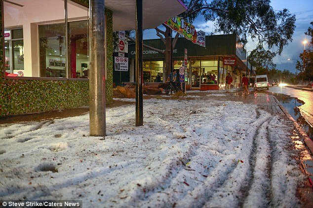 The roof of Coles, which is the largest supermarket in Alice Springs, caved in during the storm