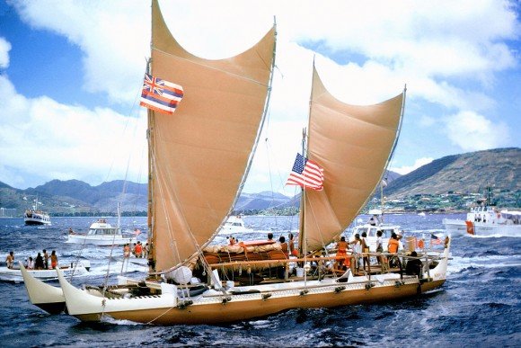 Click to enlarge Hokule'a double canoe