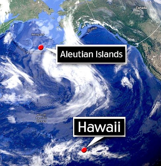 Click to enlarge Aleutians and Hawaii sat image