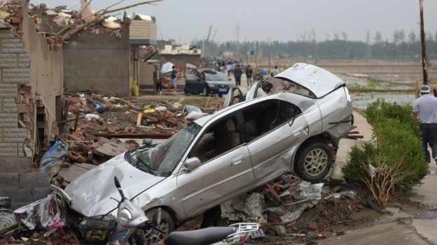 Tornado damage in China