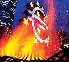 Euro symbol in flames