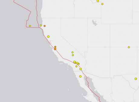 Click to enlarge west coast earthquakes