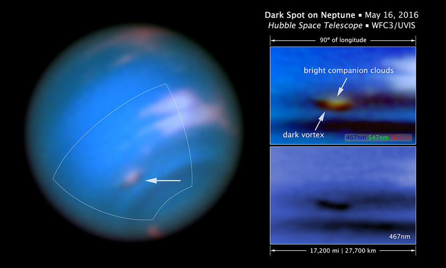 Click to enlarge Dark spot on Neptune