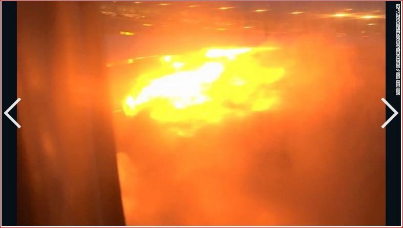  Singapore Air liner Wing on fire