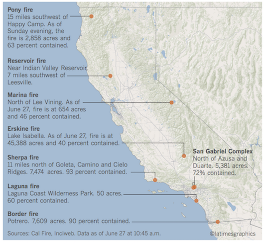 Click to enlarge California wildfires 2016