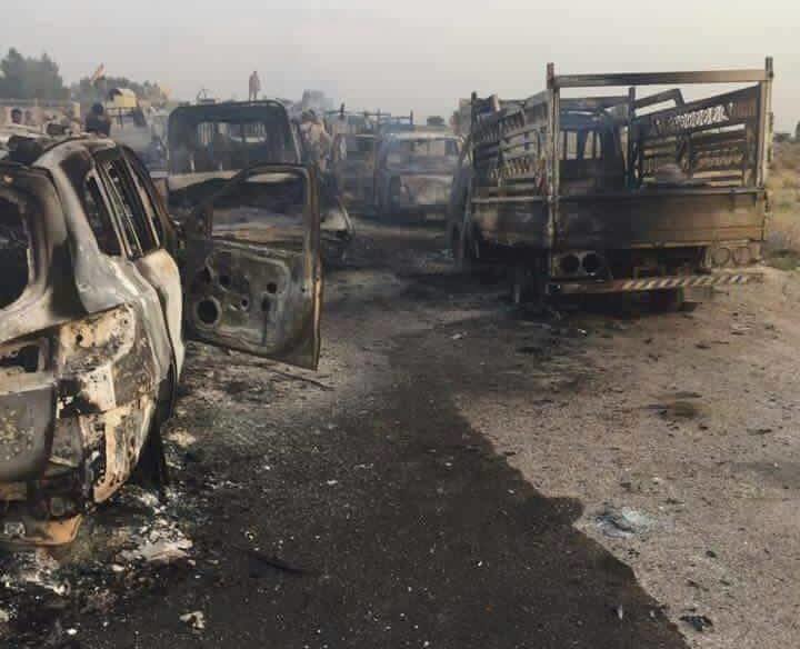 Click to enlarge ISIS trucks bombed Fallujah Iraq