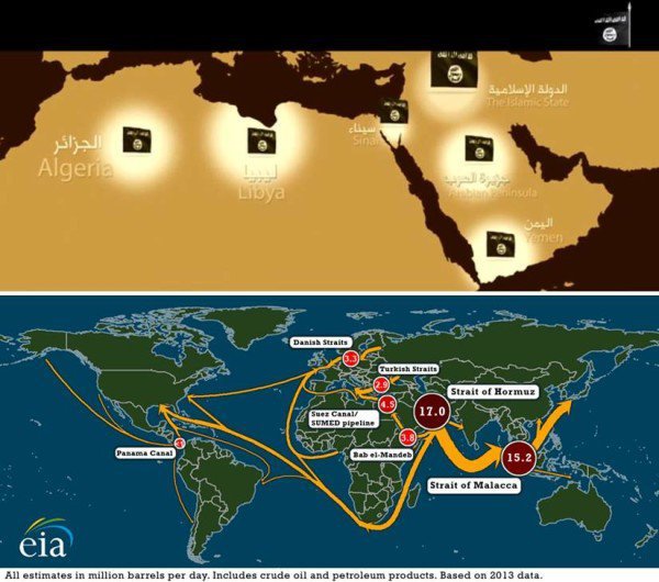 ISIS controlled territory map global oil trade