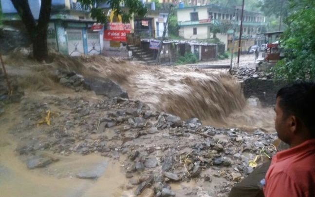 Click to enlarge Houses washed away in flash flood after cloudburst in Chamoli