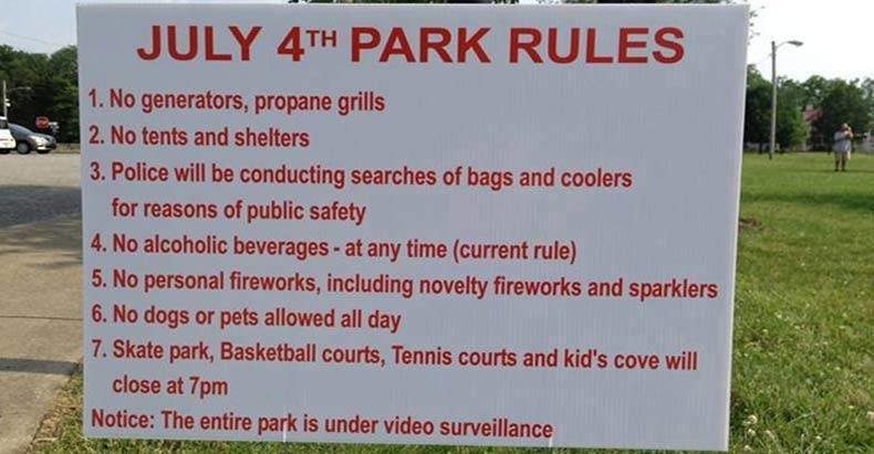 Click to enlarge 4th july park rules