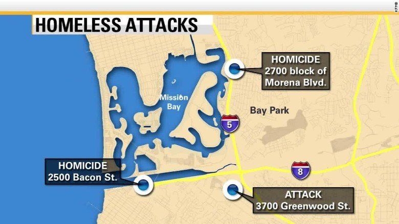 Click to enlarge homeless attacks Sandiego