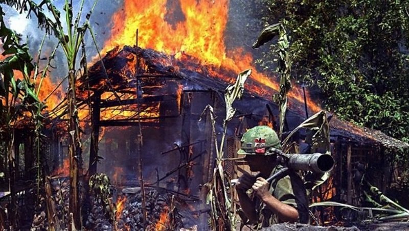 viet cong camp burned