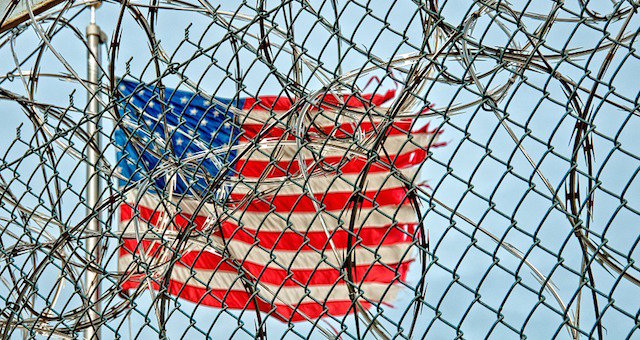American flag barbed wire