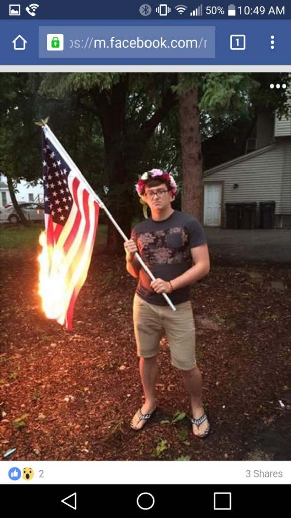 flag burning man