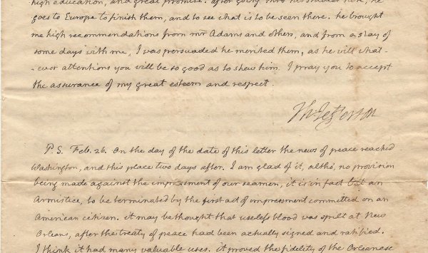 Thomas Jefferson letter in 1812