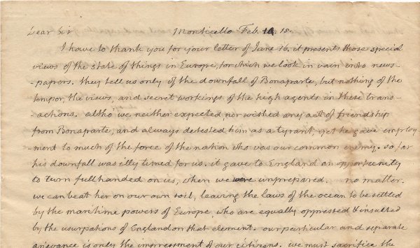 Thomas Jefferson letter in 1812