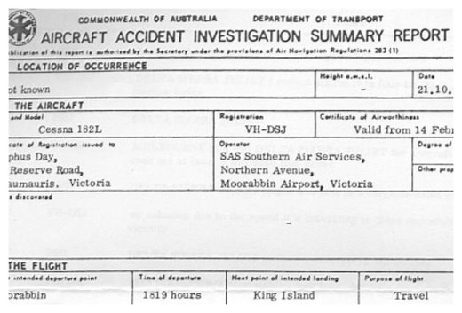 Click to enlarge Incident Report on Valentich