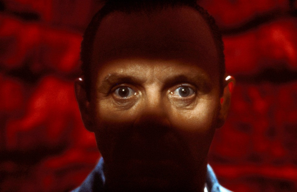 Anthony Hopkins playing the psychopath Hannibal Lecter in the film Silence of the Lambs