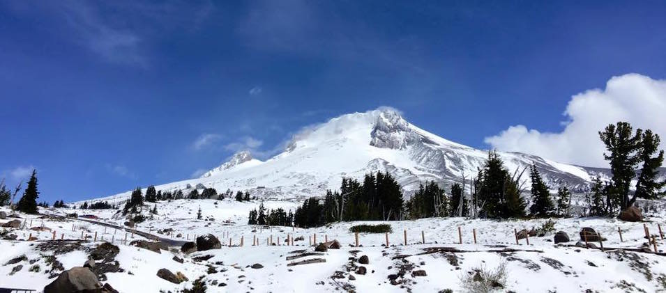 Fresh snow on Mt. Hood, OR on June 16th, 2016. 