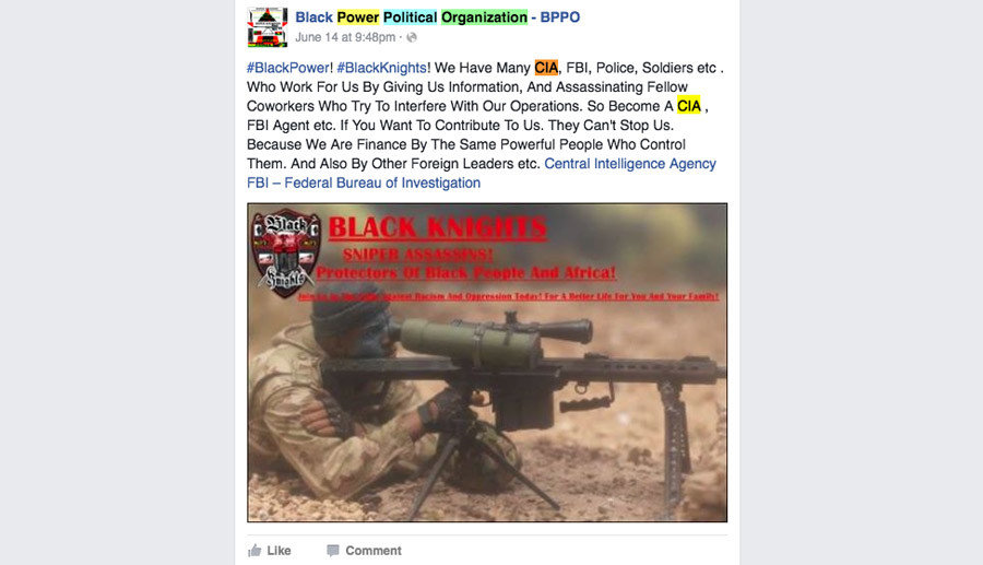 Facebook page of Black Power Political Organization