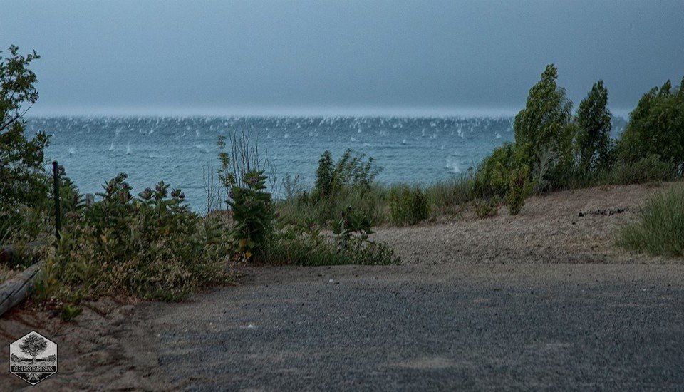 Large hail churning the waters of Lake Michigan around 11 a.m., July 8, 2016. 