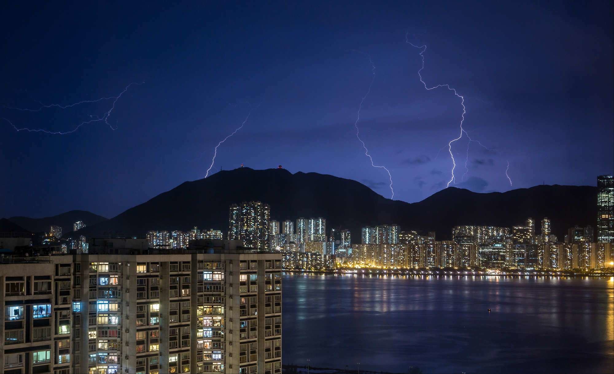 Click to enlarge Lightning over Hong Kong