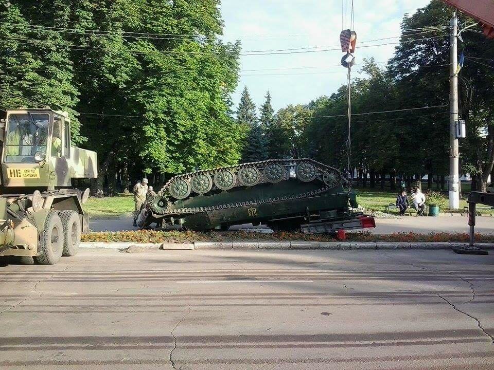 Flipped Ukraine air defense truck