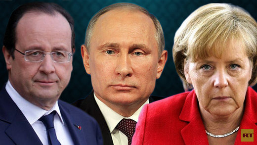 Putin Hollande Merkel