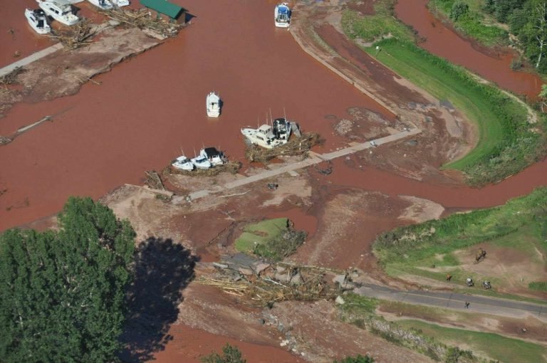 Click to enlarge Flood damage in Saxon Harbor, Wisconsin.