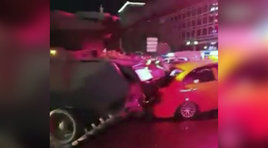 Turkey tanks protest cars