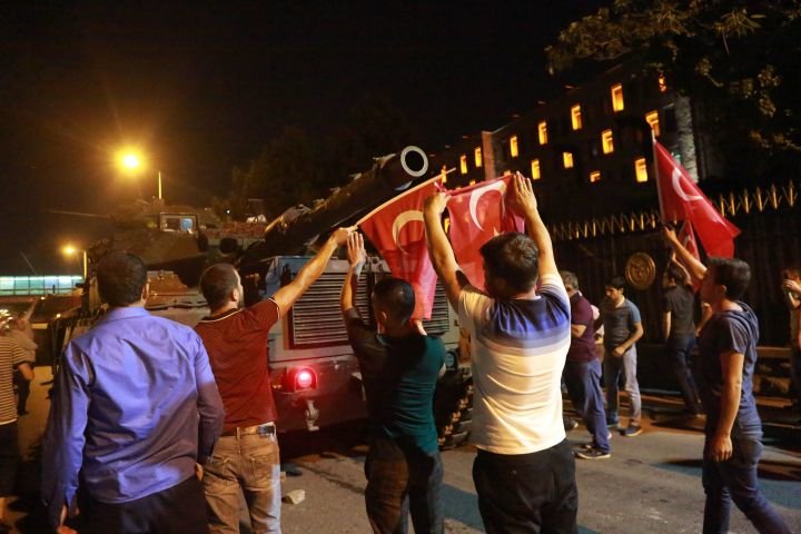People take streets in Ankara