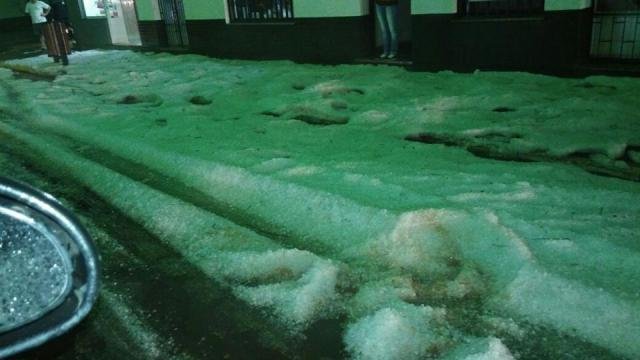 Hail on road